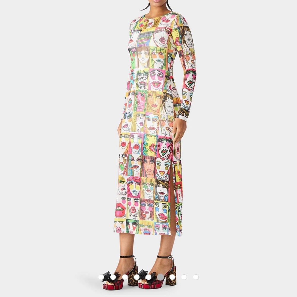 BNWT Betsey Johnson Betsey’s Art Multi Mesh Midi Slip Dress - Picture 5 of 14